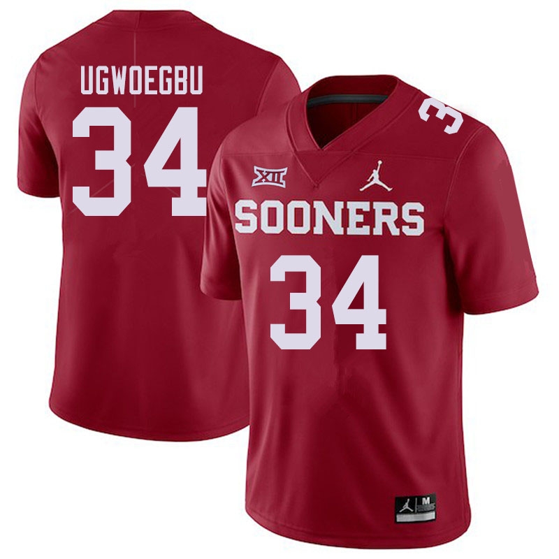 Jordan Brand Men #34 David Ugwoegbu Oklahoma Sooners College Football Jerseys Sale-Crimson